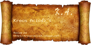 Krecs Acicét névjegykártya